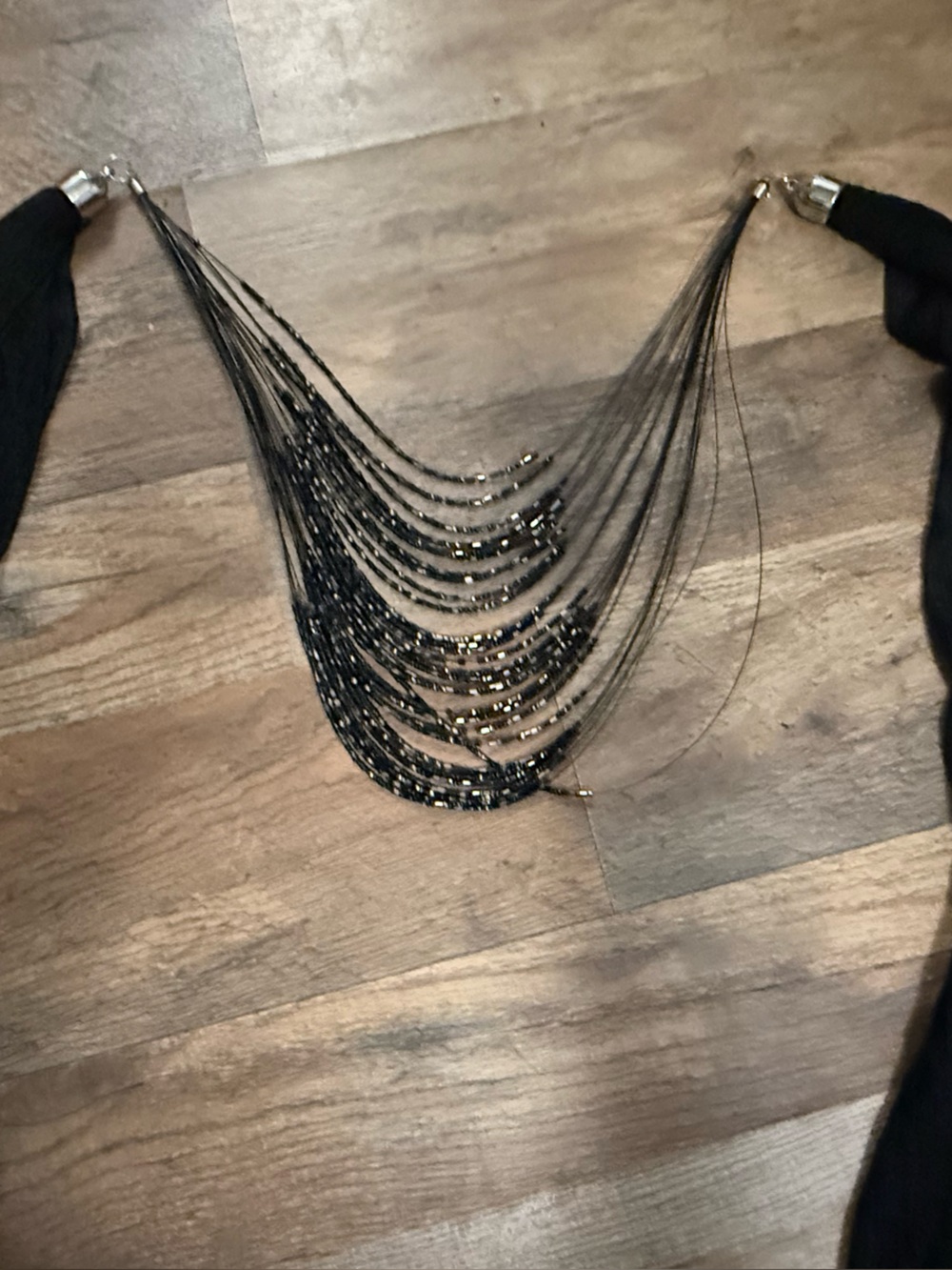 Vintage Beaded Scarf Necklace • Multi-Strand Statement Bib - Picture 6 of 11